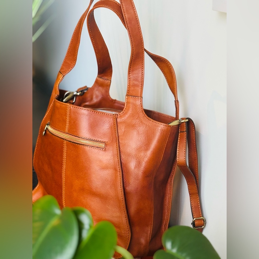 Elegant Tan Leather Tote Bag
